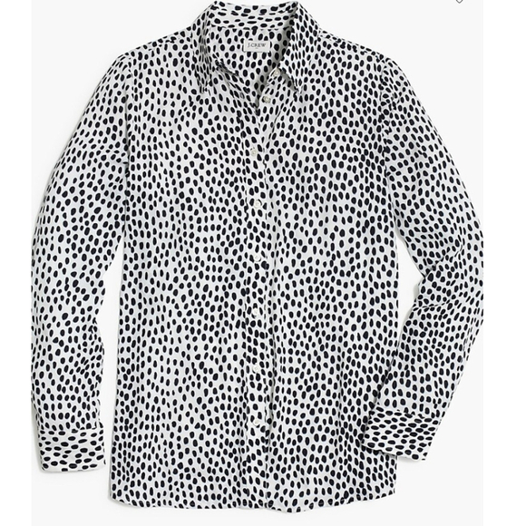 J.Crew Tops - EUC Women's J.Crew Factory Button Down Shirt White Black Print Size Medium M